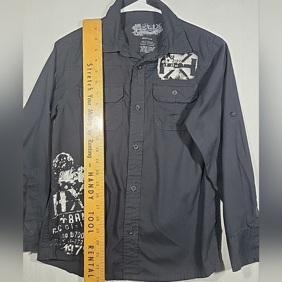 Helix Boys Black Long Sleeve Button down Shirt Size Medium - Picture 5 of 8